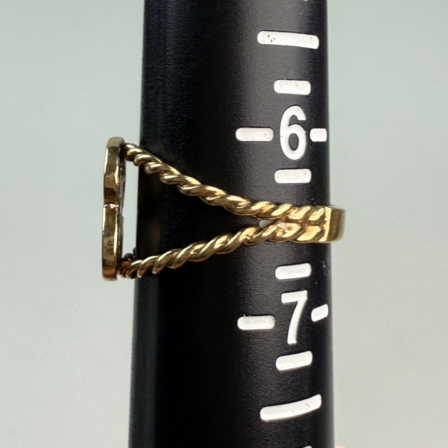 14K Solid Yellow Gold "B" Initial Ring – Size 6.5