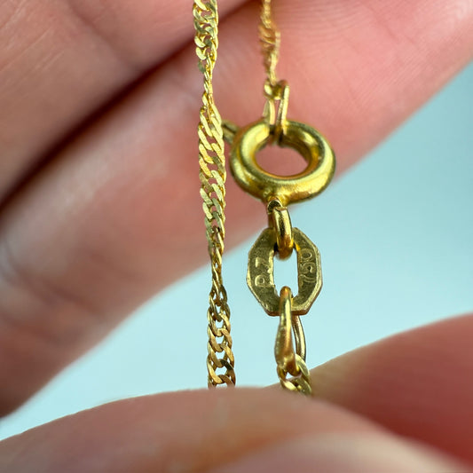 Solid 20.5" 18K Yellow Gold Fine Singapore Link Chain, 1.68 g