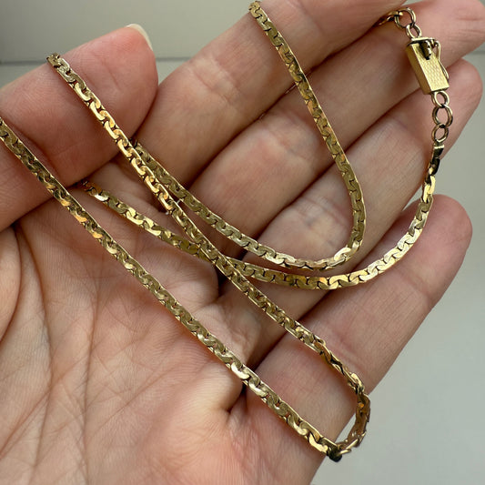 Vintage 19" Solid 14K Yellow Gold Flat Curb Chain, 7 g