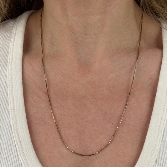 22.25" Italian Solid 14K Yellow Classic Gold Box Chain, 5 g