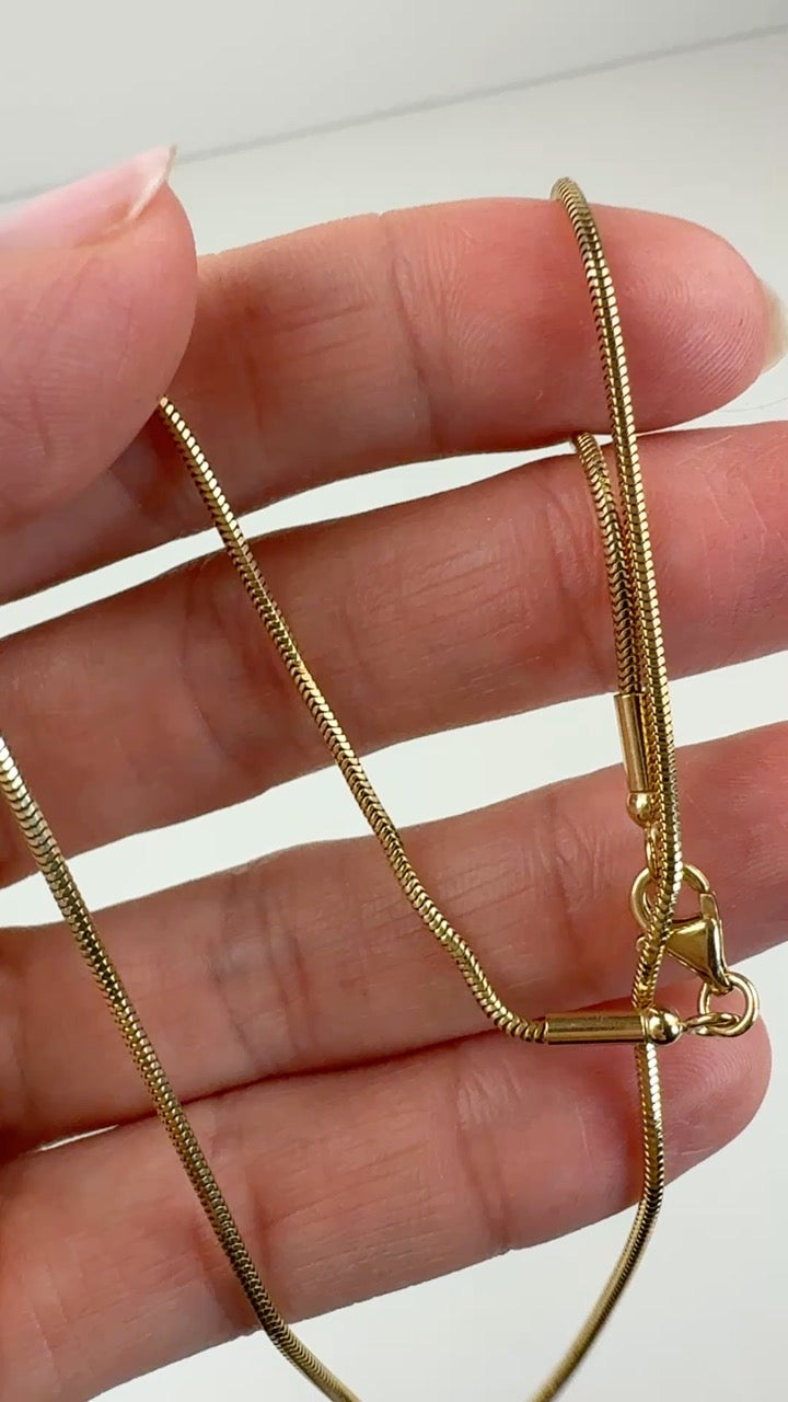 17" Solid 14K Yellow Gold Snake Link Chain, 4.3 g