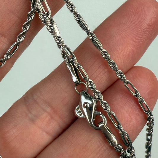 24" OraAmerica Solid 14K White Gold Fancy Link Chain, 7.07 g