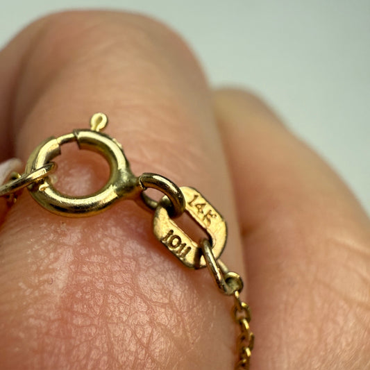 18.5" Solid 14k Yellow Gold Multi-gemstone Station Chain, 1.89 g