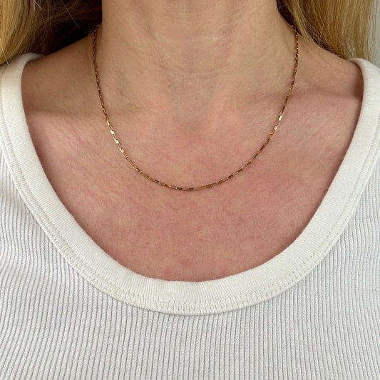 18" Italian Solid 14K Yellow Gold Elongated Box Chain, 3 g