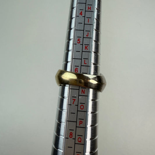 10K Vintage Sculptural Free-form Two-tone Yellow and White Gold Band 13.5mm, Size 6.5