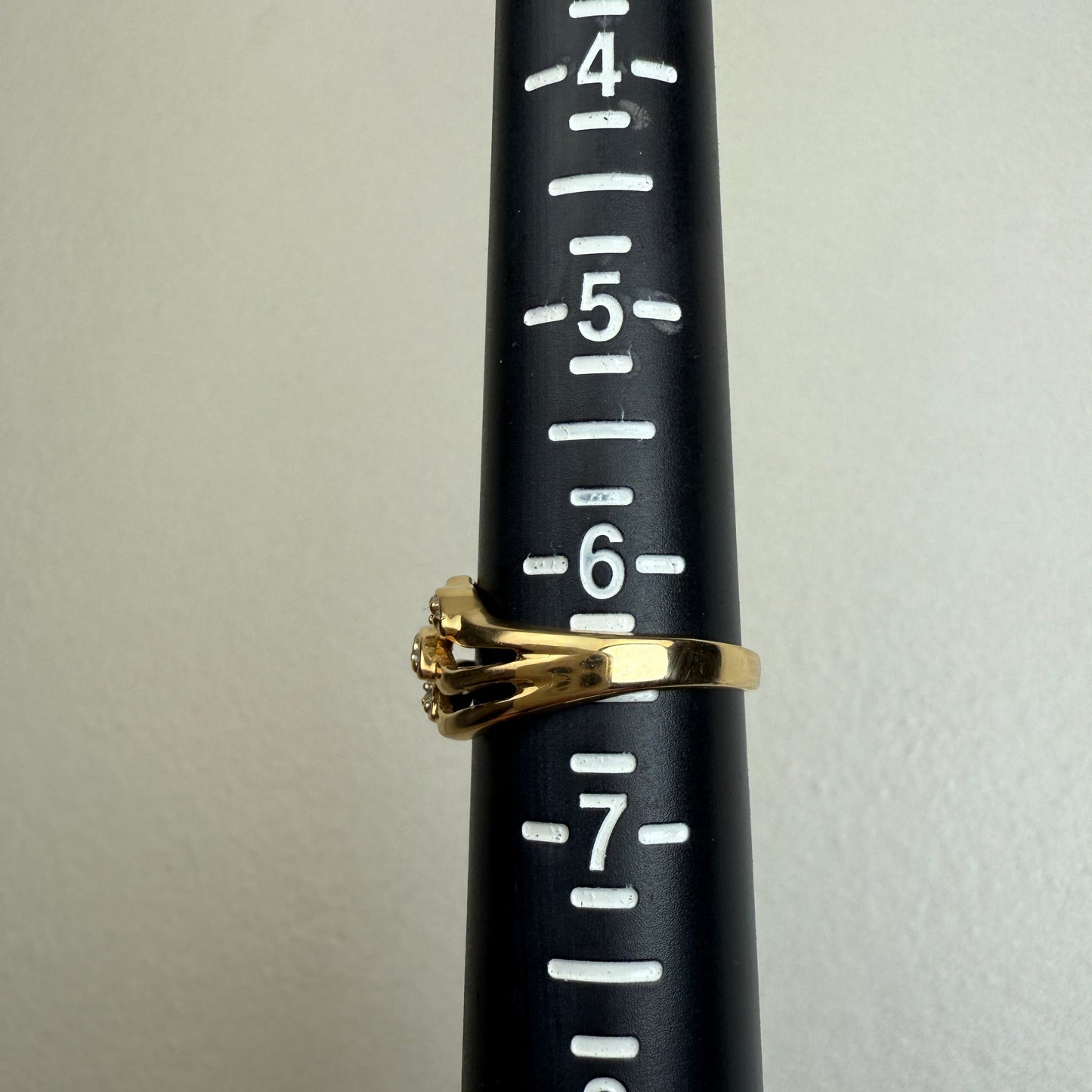 14K Vintage Wave Diamond and Yellow Gold Band 8.50mm, Size 6.25