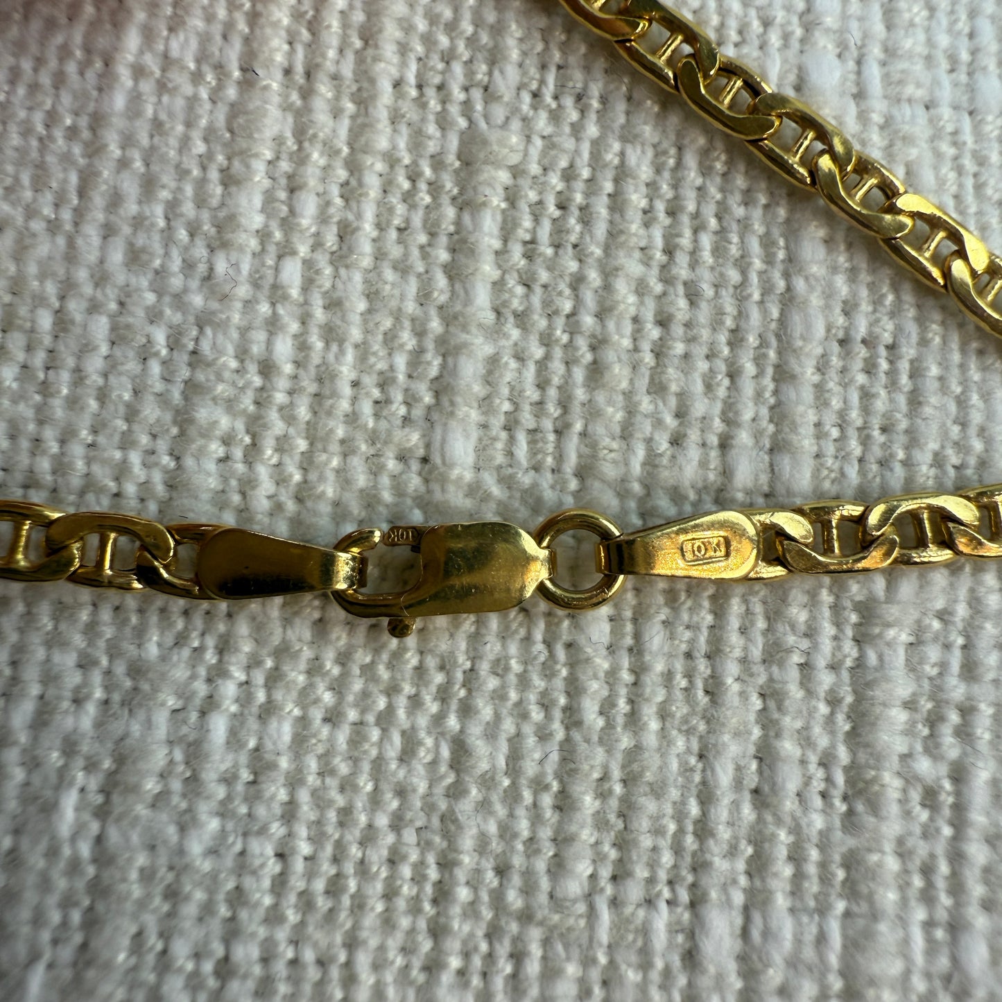 30" Estate Italian Solid 10K Yellow Gold Mariner Chain, 6.56g