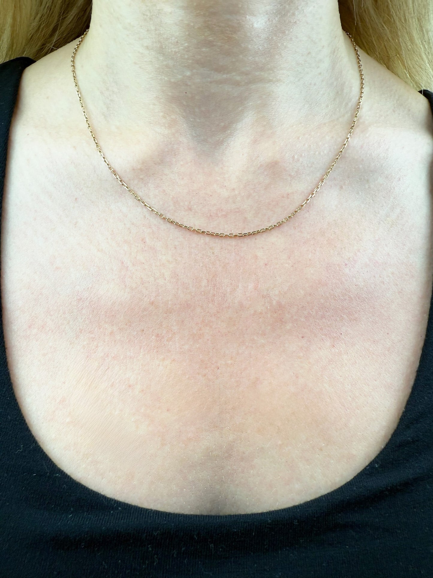 18" Elongated Link Cable Chain 14K Yellow Gold Chain 1.3mm 2.31g