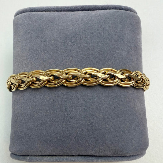 7.5" Italian Woven 14K Yellow Gold Statement Bracelet 8mm 10.45g