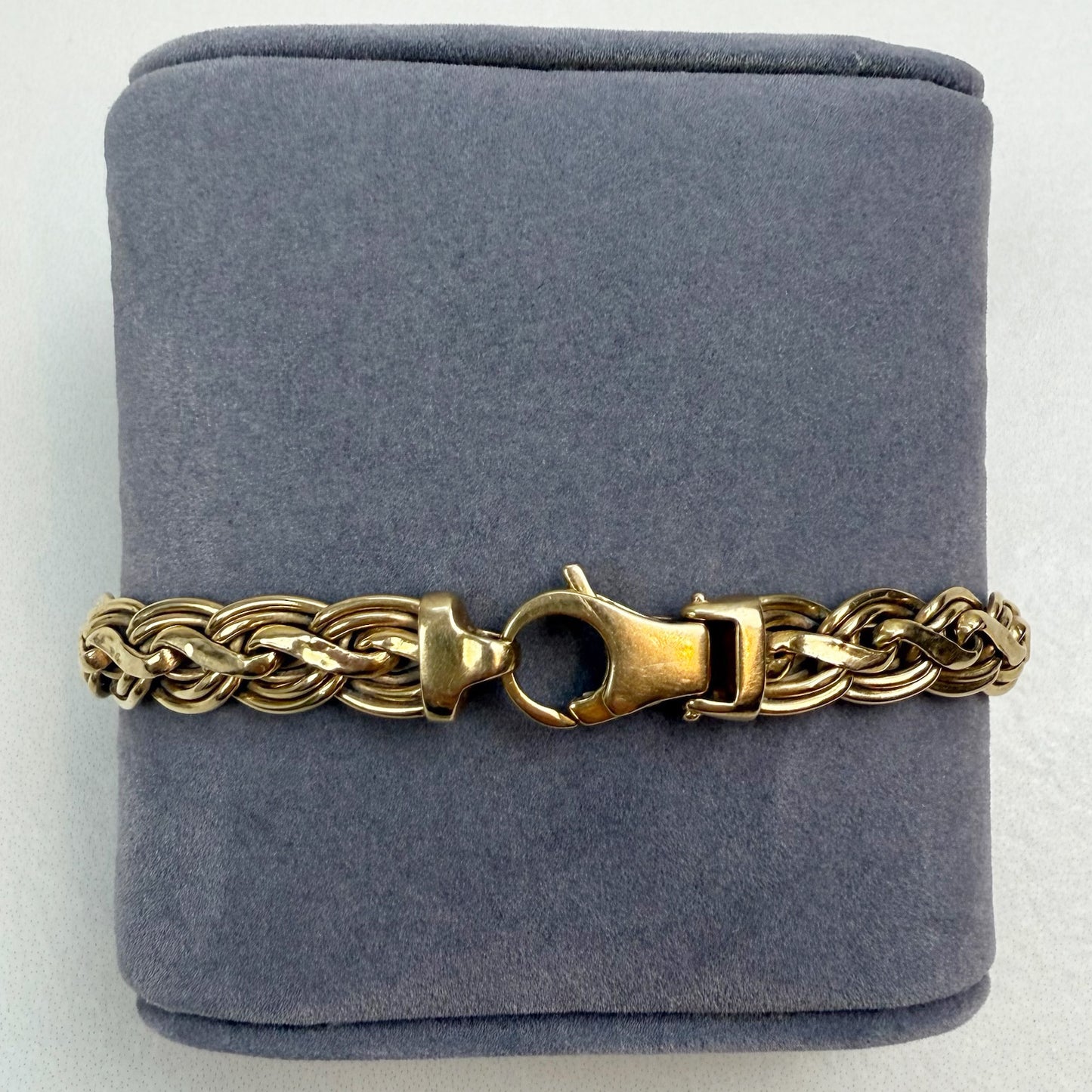 7.5" Italian Woven 14K Yellow Gold Statement Bracelet 8mm 10.45g