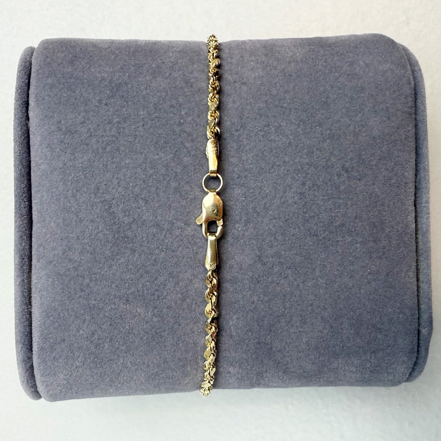 7" Diamond Cut Rope Bracelet 14K Yellow Gold Chain 1.75mm 1.52g