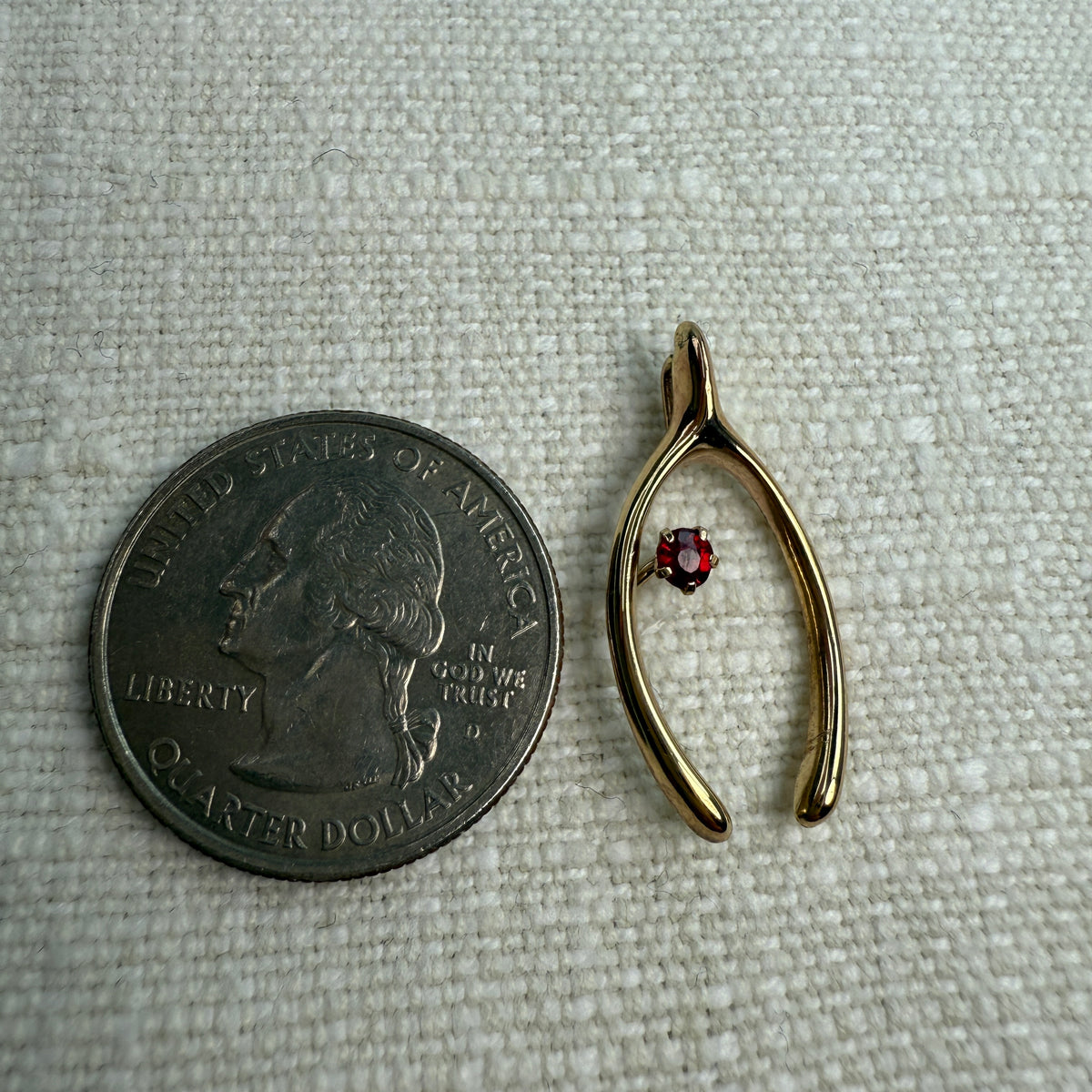 Vintage Solid 10K Yellow Gold Wishbone Pendant