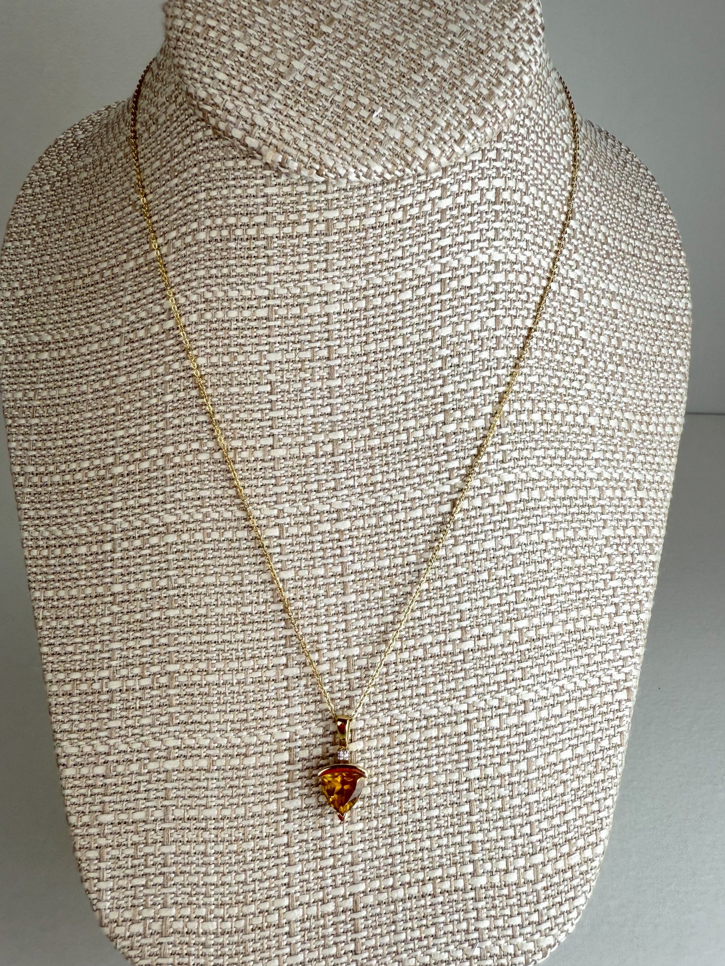 Citrine & Diamond 10K Yellow Gold Pendant