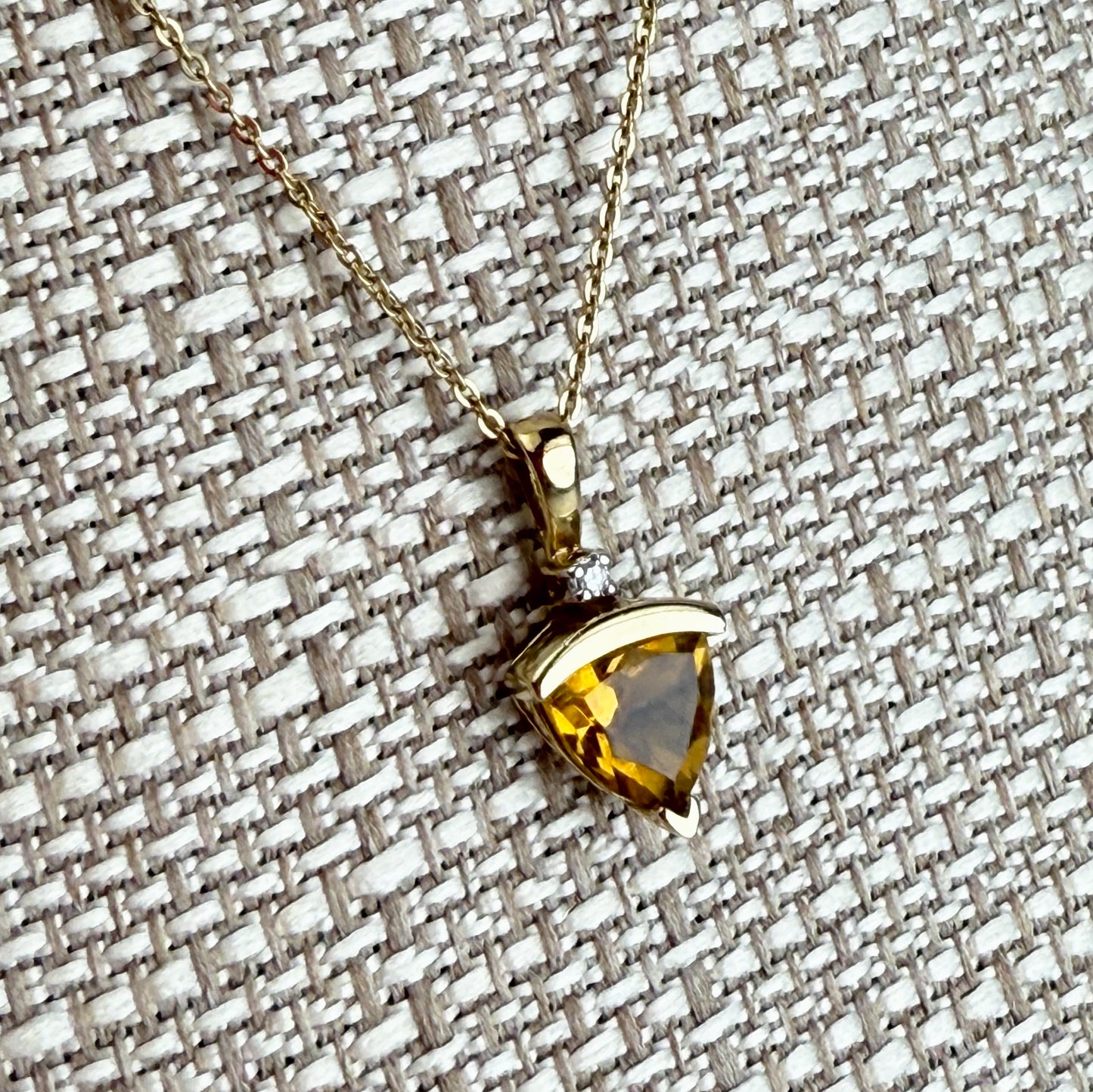 Citrine & Diamond 10K Yellow Gold Pendant
