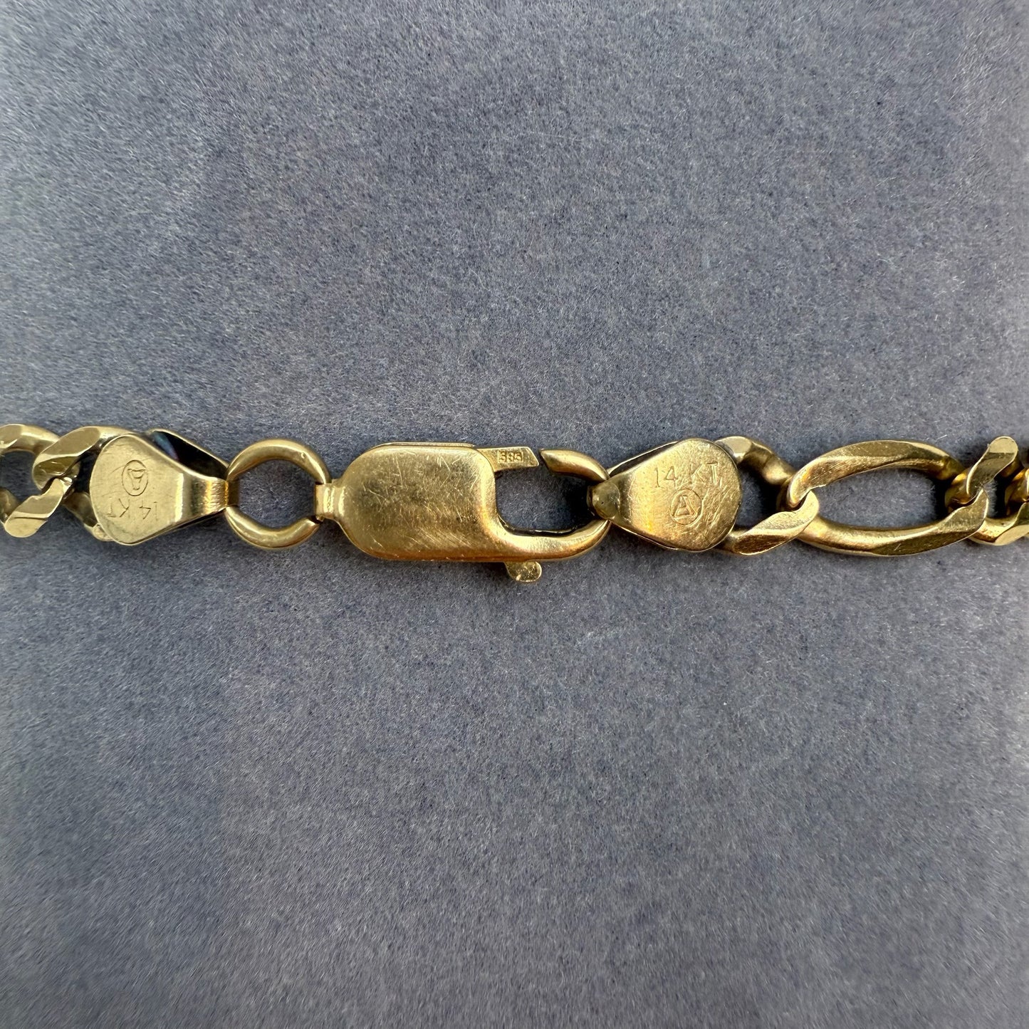 8" Italian Faceted Figaro 14K Yellow Gold Bracelet 5.6mm 8.92g