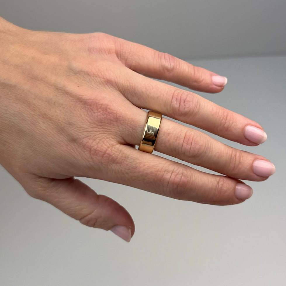 14K Bold High-Polish Wide Yellow Gold Band 7.48mm, Size 9