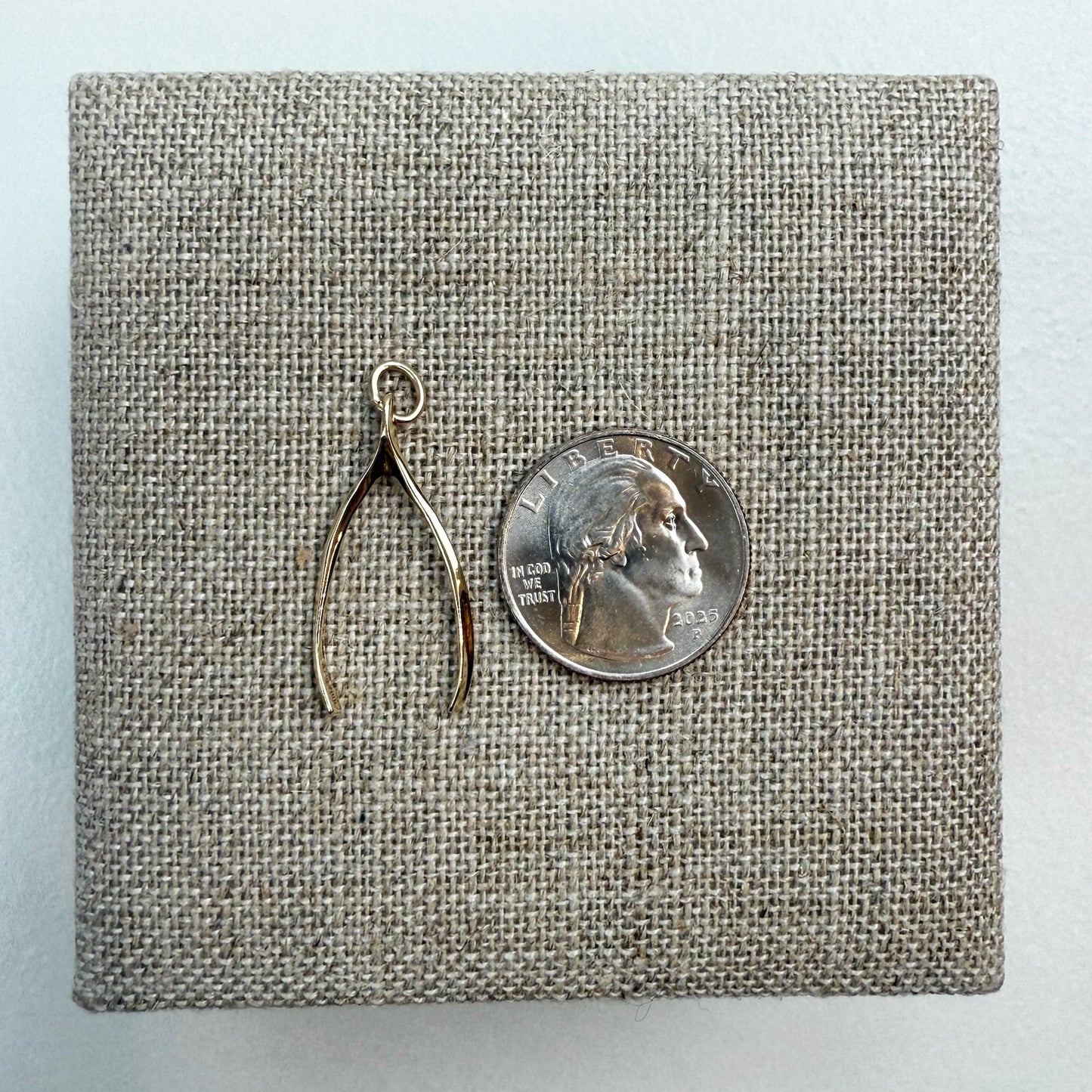 3D Wishbone Pendant 10K Yellow Gold