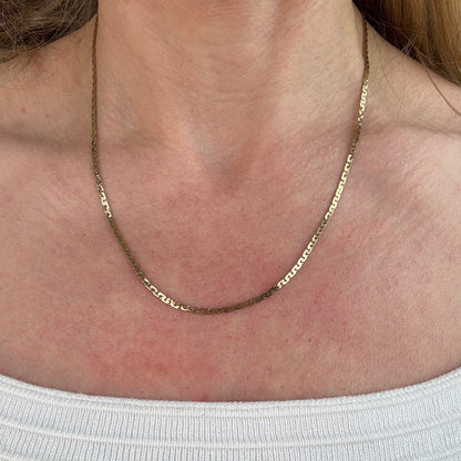 Vintage 19" Solid 14K Yellow Gold Flat Curb Chain, 7 g