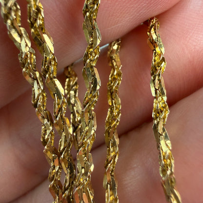 20.5" Italian Solid 14K Yellow Gold Faceted Singapore Chain, 4.14 g
