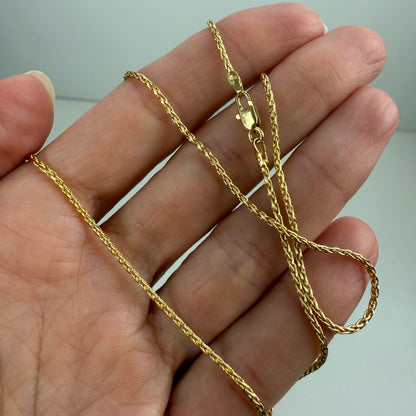 18" Italian Solid 14K Yellow Gold Wheat Chain, 4.65 g