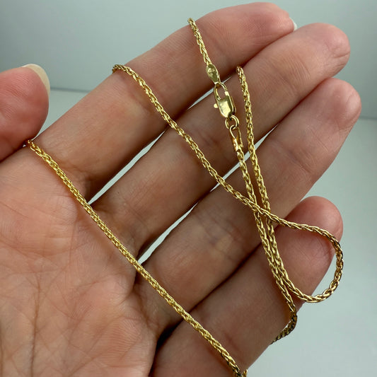 18" Italian Solid 14K Yellow Gold Wheat Chain, 4.65 g