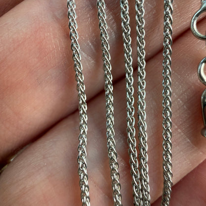20" Solid 14K White Gold Wheat Chain, 2.46 g