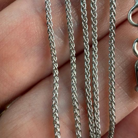 20" Solid 14K White Gold Wheat Chain, 2.46 g