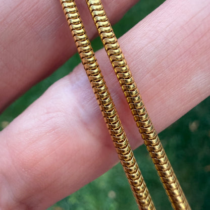 19.25" Italian Solid 14K Yellow Gold Snake Link Chain, 8.9 g