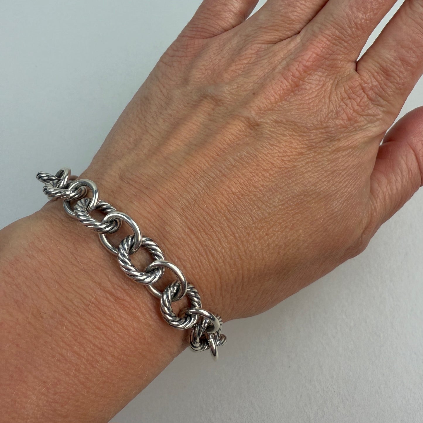 Estate David Yurman Solid Sterling Silver Classic Oval Link Bracelet – 6.25", 28.44 g