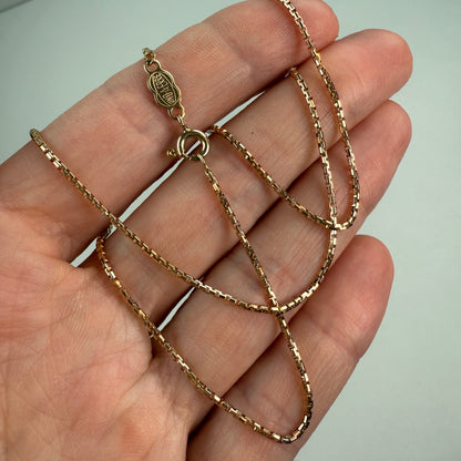 16" Italian UNOAERRE Solid 10K Yellow Gold Rounded Box Chain, 3.42 g