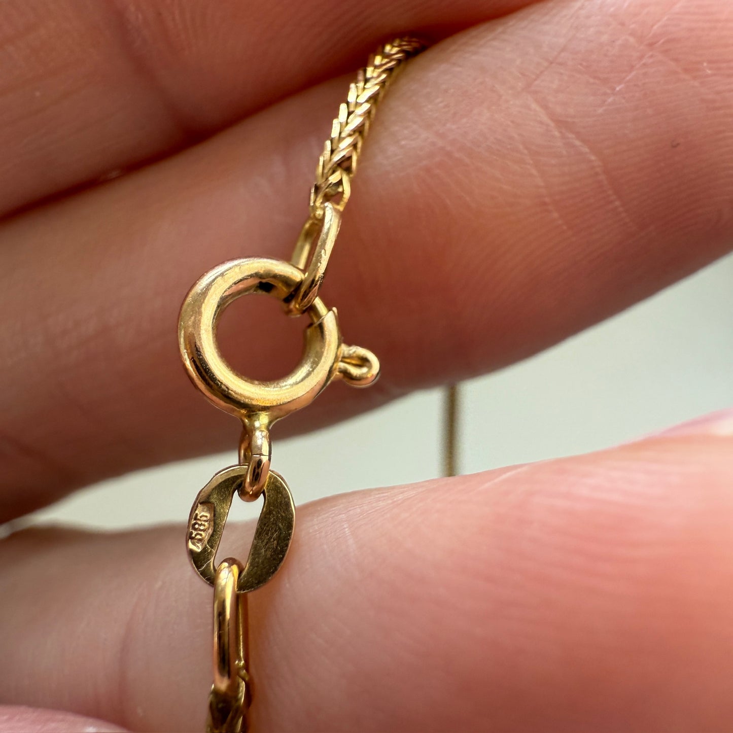 20" Solid 14K Yellow Gold Square Wheat Chain, 4.73 g