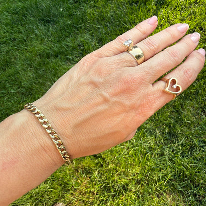 7.75" Italian UnoAErre Solid 14K Yellow Gold Curb Link Bracelet, 7.46 g
