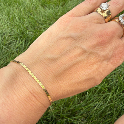 7" 14K Yellow Gold Italian Serpentine Chain Bracelet, 2.75 g