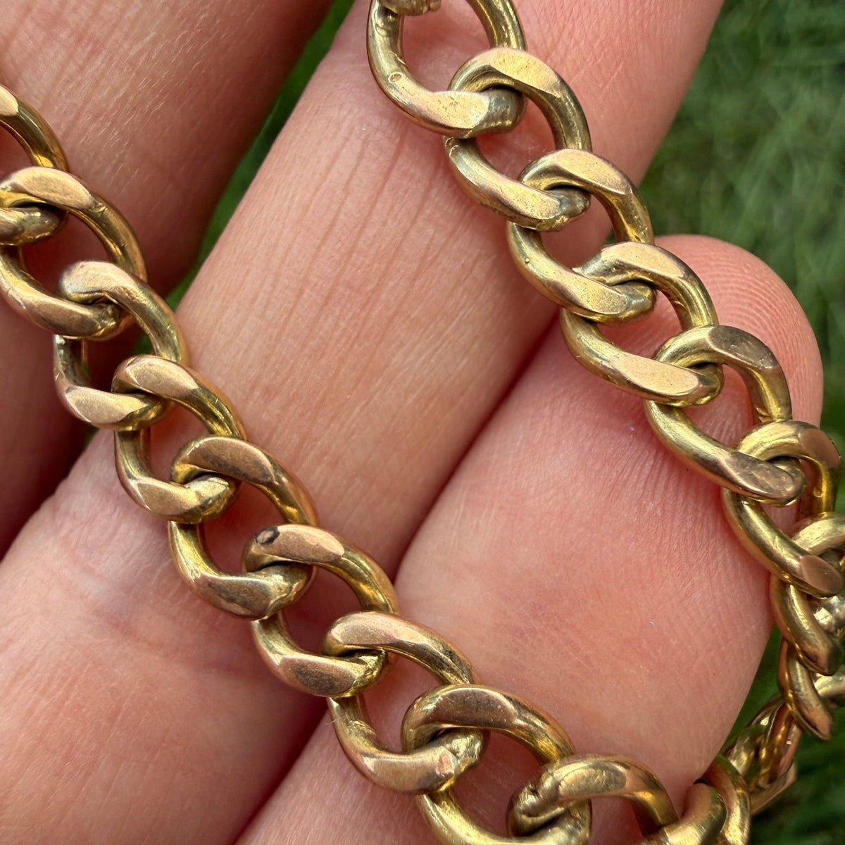 7" Solid 10K Yellow Gold Open Curb Link Bracelet, 11.58 g