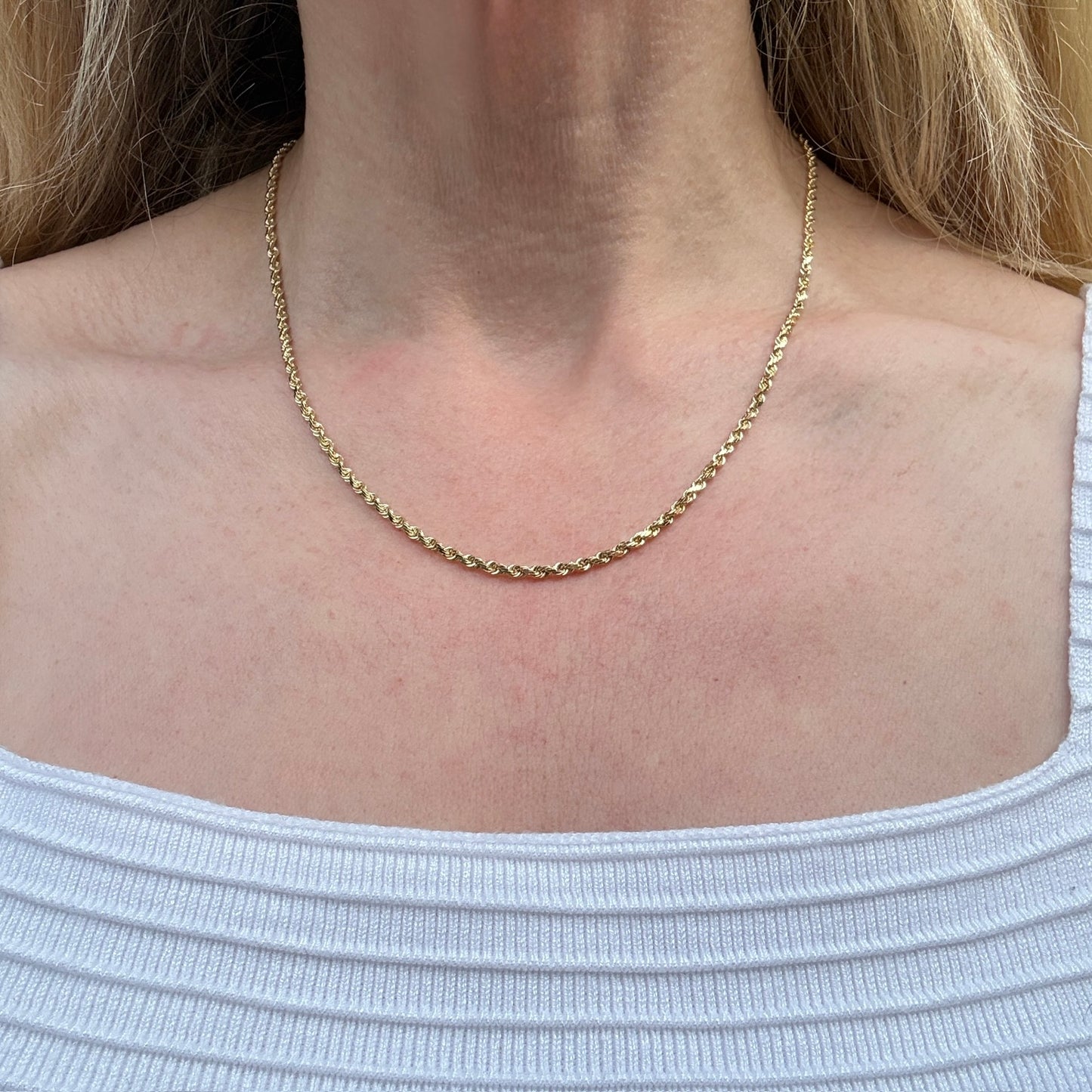 18" Solid 14K Yellow Gold Faceted Rope Chain, 8.52 g