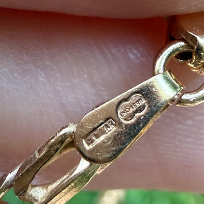 7" Italian Solid 9K Yellow Gold UnoAerre Figaro Bar Link Bracelet, 3.61 g
