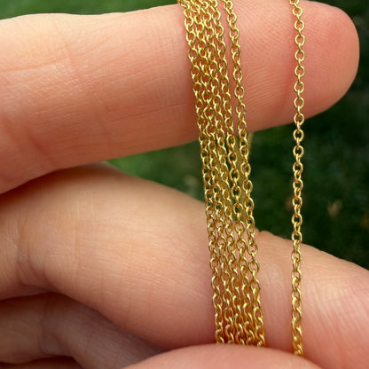 18" Italian UnoAErre Solid 14K Yellow Gold Three Strand Cable Link Chain, 3.46 g