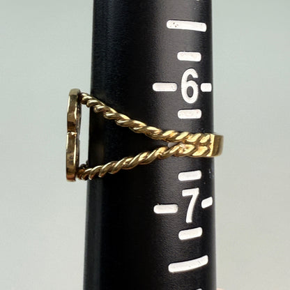 14K Solid Yellow Gold "B" Initial Ring – Size 6.5