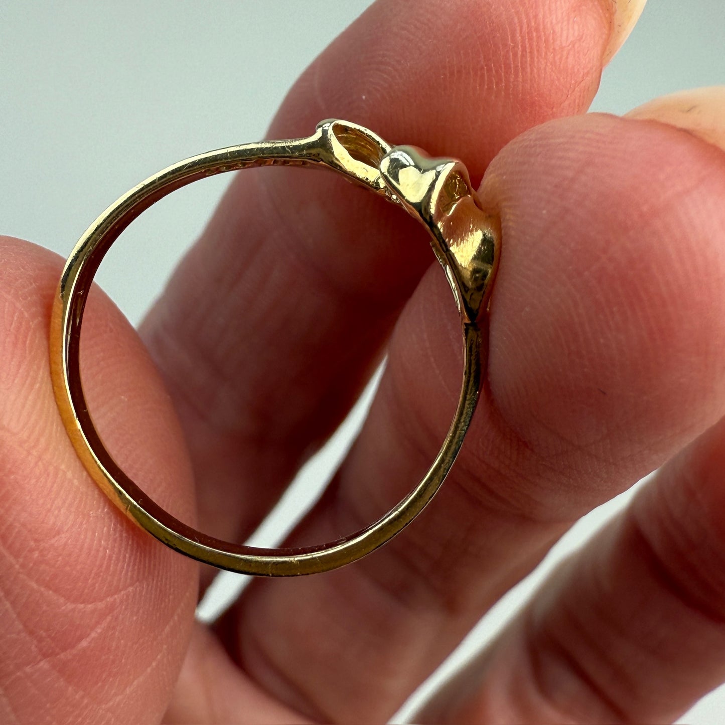 14K Solid Yellow Gold Bow Ring – Size 7.75
