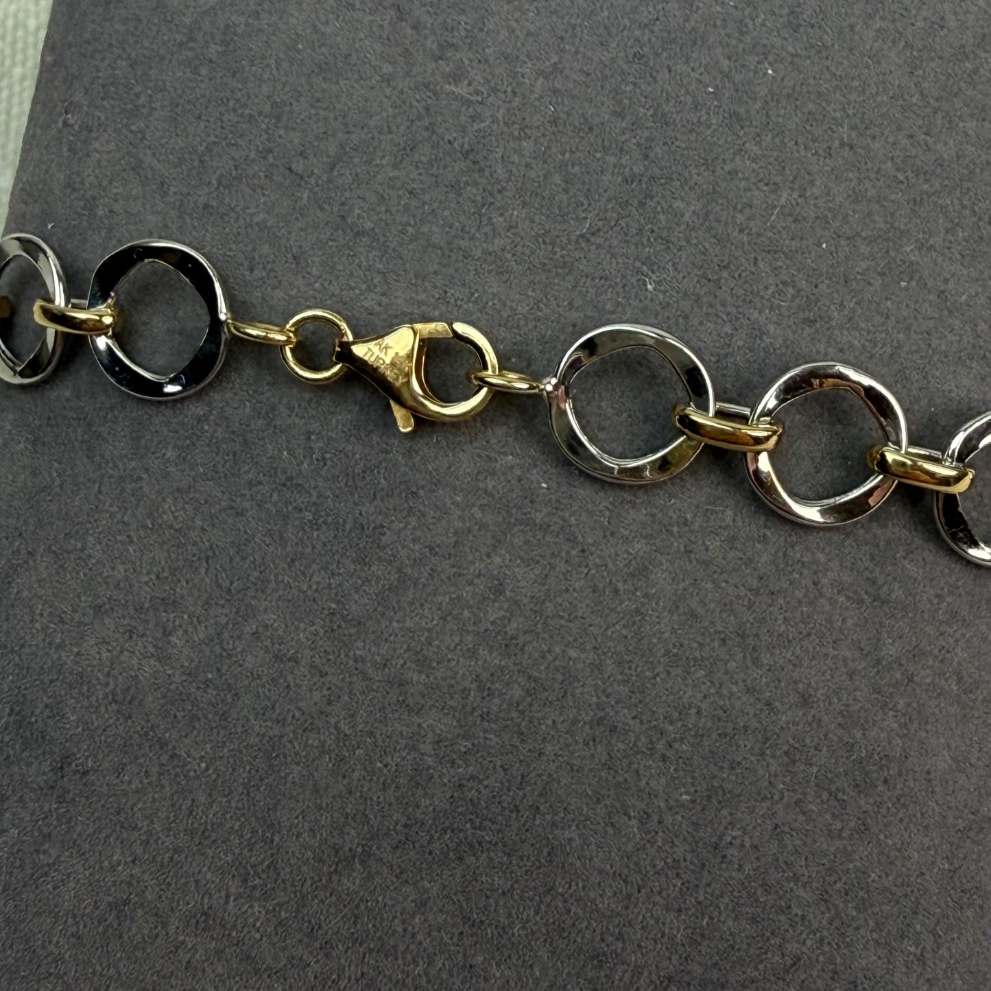 7.5" Solid 14K Two-tone Gold Open Link Bracelet - 2.52 g