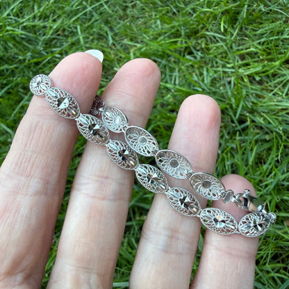 6.75" 14K White Gold Filigree Bracelet, 5.14 g