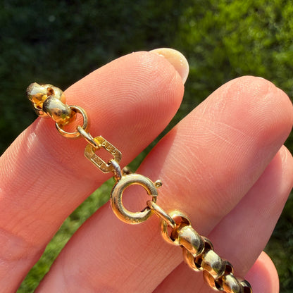 7.25" Solid 14K Yellow Gold Classic Rolo Link Bracelet, 9.47 g