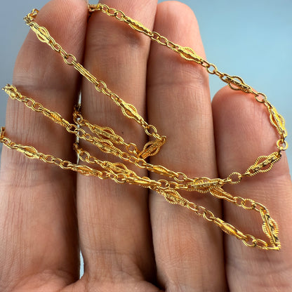 16" Solid 14K Yellow Gold Intricate Fancy Link Chain 5.11 g