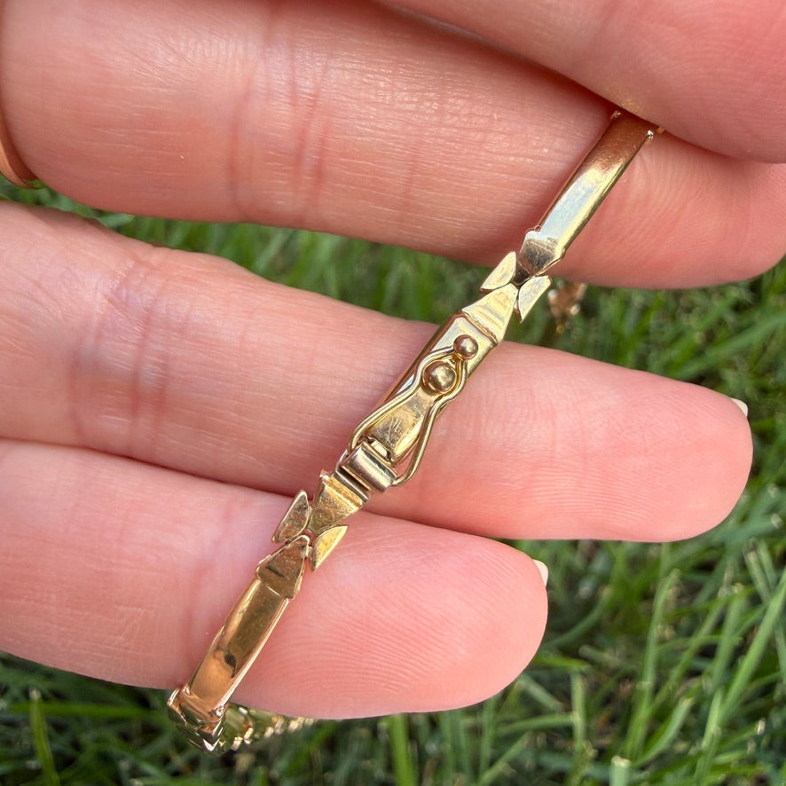 16" Solid 14K Yellow Gold Italian Geometric Link Necklace with .35 -.40 CT Natural Diamond, 17 g