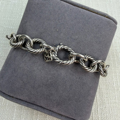 Estate David Yurman Solid Sterling Silver Classic Oval Link Bracelet – 6.25", 28.44 g
