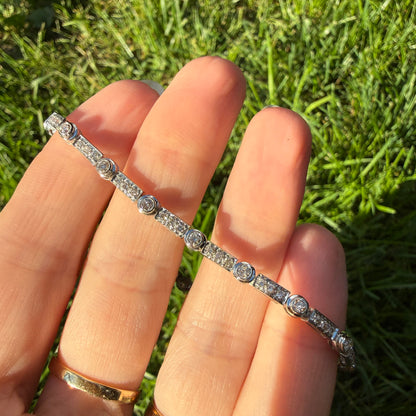 6.75+" Solid 18K White Gold 2 CWT Diamond Tennis Bracelet, 9.53 grams