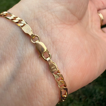 8" Italian Solid 14K Yellow Gold Figaro Bracelet, 5.25 g