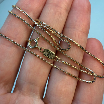 16" Italian UNOAERRE Solid 10K Yellow Gold Rounded Box Chain, 3.42 g