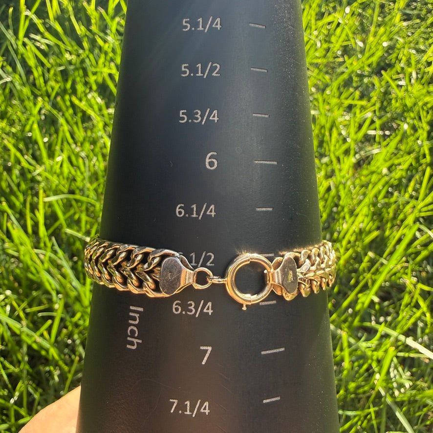 6.5" Vintage Italian Solid 10K Yellow Gold Double Curb Link Bracelet, 6.44 g