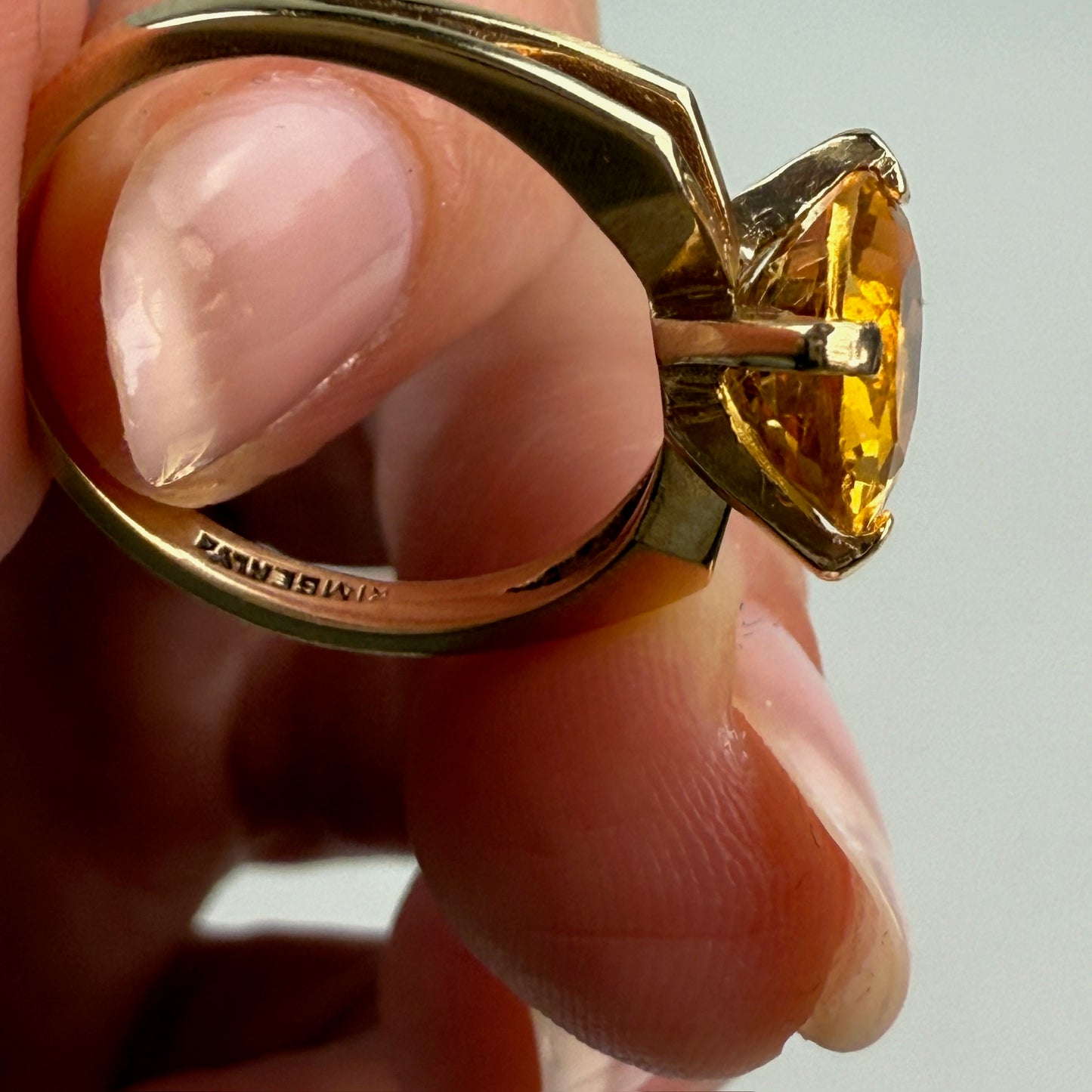 10K Solid Yellow Gold Oval Solitaire Citrine Ring Size 6.75